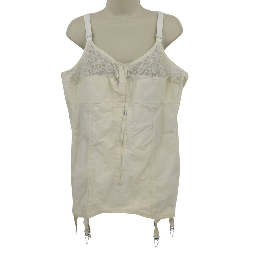 Montgomery Ward Women 44 7198 Lace T rim Zip Girdle Corset Top Garter Straps VTG